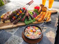 Weekdays only [Beer garden on the rooftop of Ginza!!] Empty-handed A5 rank Japanese black beef BBQ plan