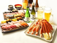 ☆[非常适合庆祝或欢送会！寿司和饮料无限畅吃（附雪蟹拼盘）（女性）9,139日元