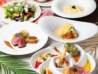 【美食ランチ】『厳選牛のグリル×真鯛の香草パン粉焼き×トリュフ香る パルメザンチーズのリゾット』など9品6皿