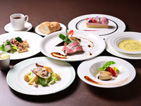 【フレンチコース　シェフ】季節の贅沢グルメ　フレンチフルコース全7品+フリードリンク120分