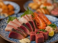 【皿鉢（さわち）コース】最高峰の贅沢！藁焼き中トロ・赤えび・白子・国産牛など 豪華全15品【時間飲み放題付】7,000円