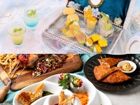 【Lunch ☆ Afternoon】 "Mermaid Princess" Afternoon Tea with sweets! 8 dishes served on 5 plates, including ‘Grilled Beef Harami & Chicken Shashlik with Cheese Risotto’.