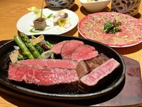 [Japanese Black Beef Lunch Course] A luxurious triple steak of beef tongue, carefully selected Japanese Black Beef red meat, and Japanese Black Beef Zabuton! A top-class plan with yukhoe and stew