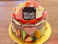 Chocolate cream (No. 4, 12cm) for 2-3 people [Extra fruit🍎🍈🍊 + Heart chocolate🩷] ("Basic" + "Extra fruit" + "Heart chocolate") [4,453 yen excluding tax]