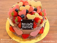 【12月10日受取分よりご予約可能】🍓🩷苺スペシャルチョコクリーム🍓+ハートチョコ🩷(5号15cm)4~6名様前後用【基本形🍓+ハートチョコ🩷】【税別6,450円】