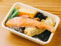 Silver salmon and fried sea bream chikuwa seaweed bento