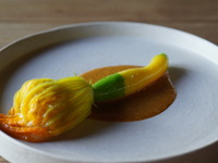 Zucchini flowers and herbs + alcohol pairing