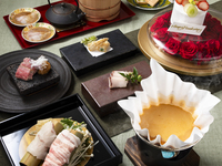 【スタンダード記念日】『桜鯛と新筍の鯛しゃぶ小鍋＆鯛めしひつまぶし＆黒牛ステーキ』ホールケーキ付き (平日5000/土日祝5400)