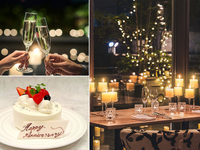 ＜テーブルキャンドル装飾つき＞乾杯スパークリングワイン・アニバーサリーケーキがついた記念日ディナー -SHIKITEI-