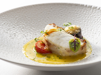 3rd Anniversary HIGASHIYAMA LUNCH [Sea Bass Poiret Wrapped in Raw Bacon with Herb Sauce]