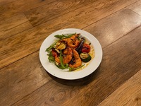 Grilled Soft-Shell Shrimp and Seaosonal Vegetables