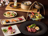[Mashu] Hokkaido Beef, King Crab, and Five Pieces of Fresh Sushi Course