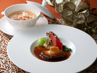 青龍コース　大海老やあわび、和牛ロースなど全7品