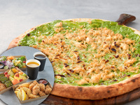 Soy meat vegan pizza 