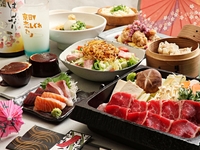 【2.5H飲み放題付き】国産黒毛和牛すき焼き、薬味たっぷり揚げ出し豆富などの京料理　全9品