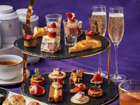 Afternoon tea with a glass of champagne
