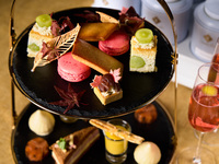 Afternoon tea with a glass of champagne