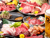 【平日限定】国産焼肉4種にハラミや生センマイなどお酒によく合うラインナップのコース◎3,000円