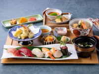 お客様感謝際！「まぐろフェア」握り寿司と天麩羅御膳　乾杯１ドリンク付き