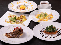 【ランチコースB】〜前菜・パスタ・肉も魚もWメイン・デザート・コーヒー付き（全5品）〜