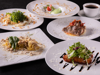 【ランチコースB】〜前菜・パスタ・肉も魚もWメイン・デザート・コーヒー付き（全5品）〜