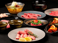 Standard course (11 dishes, 13 items in total): Our recommended plan includes grilled sukiyaki, choice of yukhoe, thick-sliced tongue, thick-sliced skirt steak, WASABI kalbi, lean fillet, lamb, and rice with raw egg for the final dish, as well as dessert.