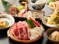 【ご接待/ご会食/個別】一人一鍋会席特選黒毛和牛すき焼きと握り寿司コース2時間飲み放題付き8000円