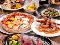 【歓送迎会】和牛ステーキ＆2種のカルパッチョ、自家製ピザも◎樽生5種付5,500円（飲放込）