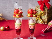 【平日限定】＊塩ポテト付き＊いちごのミルフィーユクリスマスパフェ（コーヒーまたは紅茶1杯）
