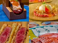 Private room guaranteed — Autumn “Chikamitsu Course.” Enjoy Ginza Chikamitsu Namiki-dori from start to finish. Dishes include Wagyu crab & ikura yukke dog, mushroom and chestnut œuf-mayo yukke, and selected fillet brioche katsu sandwich.