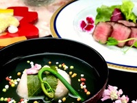 【個室確約！！】個室プラン 仙台名物牛タンと仙台牛モモ肉が一緒に愉しめる彩り会席　嵯峨