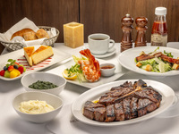 【OSAKA 디너 코스】 디너 인기 No.1! 숙성 T본 스테이크・사이드 디쉬 2종・디저트등 전 7품 11/1～