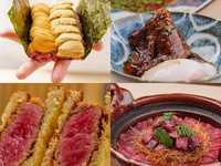 [Sea Urchin and Fillet Course] "Wagyu Sea Urchin Yukhoe Dog - Topped with Two Rows of Sea Urchin", "Selected Fillet Brioche Sandwich", "Selected Fillet Yakiniku Sushi", "Selected Wagyu Beef Fillet and Sirloin Earthenware Pot Rice - Hitotsu Mabushi"