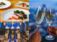 〈ディナー〉乾杯スパークリングワイン付き＊深谷ネギのパイ包みスープやサーモンポワレ、メインに国産豚ローストか国産牛ロースのロティ、ロッシーニを選べるディナーコース全5品