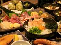 【飲み放題付】新鮮ホルモン焼き＆野菜焼きをはじめ、刺身など盛りだくさん！お料理全９品