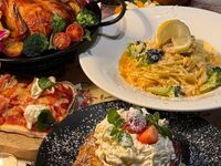 【新年会に！】シーズナルコース　特製グリルチキンやクリームパスタ、苺のフレンチトーストを含む全5品