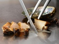 Grilled fresh Ezo abalone and Japanese black beef course