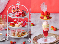 2時間カフェフリー【平日】真っ赤な苺づくしのアフタヌーンティーと苺のミルフィーユパフェのスイーツセット