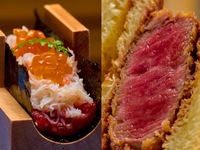 From October 1st - Celebrating the Shinjuku Ushimitsu Opening Commemorative Course: This is a course to celebrate the opening of the new Shinjuku Ushimitsu store. We offer the Wagyu Beef Crab Salmon Roe Yukhoe Dog! You can also enjoy the Selected Fillet Brioche Cutlet Sandwich with Homemade Sauce and seven other carefully selected grilled dishes.