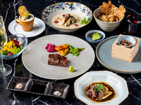 【Xmas 結コース2025】グラスシャンパン含む選べる1ドリンク付き 特選黒毛和牛と海鮮のコース