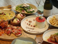 【LUNCH】Anniversaryプラン　大切な記念日に。 乾杯スパークリングワインとアニバーサリーケーキ付の全8皿＋食後のカフェ付き