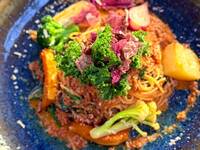 国産豚ひき肉のミートクリームパスタ