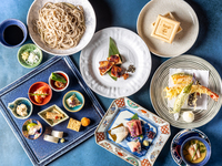 [Dinner only] A satisfying Tou Soba Kaiseki full course meal featuring eight soba appetizers, sashimi, seasonal tempura platter, two specially selected grilled dishes, and handmade soba noodles.