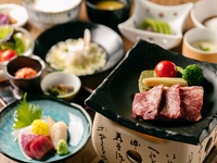 オンライン予約限定【日本酒飲み比べセット付】ディナー　道産牛陶板焼御膳