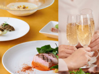 ★週末スペシャルセール！1,000円OFF★＊グラススパークリングワイン付き＊深谷ネギのパイ包みスープやサーモンポワレ、メインに国産豚ローストか国産牛ロースのロティ、ロッシーニを選べるランチ全5品-SHIKITEI-（土日祝）