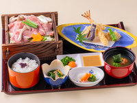 せいろ蒸しと天麩羅御膳＜みつせ鶏＞