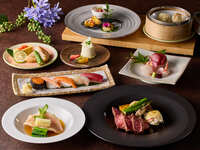[Shikotsu] Kinki fish, Hokkaido beef, king crab, and five-piece raw sushi course