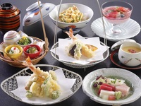 天ぷら会席＋乾杯グラスシャンパン または おすすめの日本酒（3/1～）