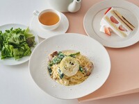 [Special brunch with dessert and drink] Homemade salted lemon cream pasta with young chicken and rape blossoms