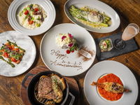 国産サーロインの瞬間燻製グリル等全7品【Anniversary Dinner】+アニバーサリープレート